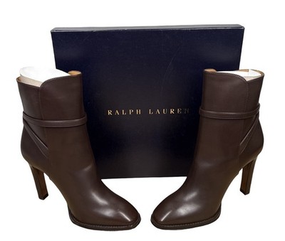 Ralph Lauren Purple Label Nellie Dark Brown Burnished Ankle Boots EU 37 - NEW
