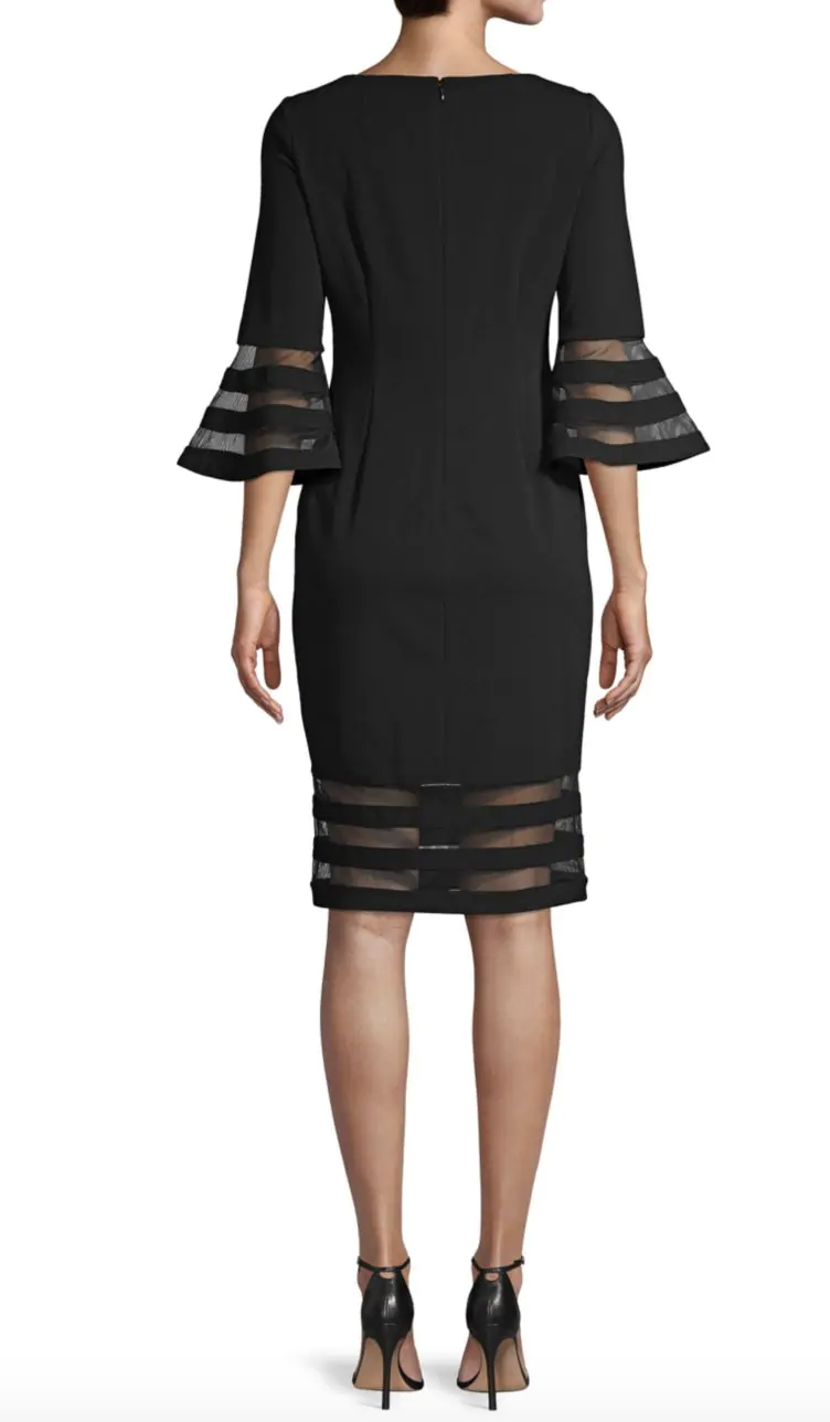 calvin klein illusion bell sleeve sheath dress