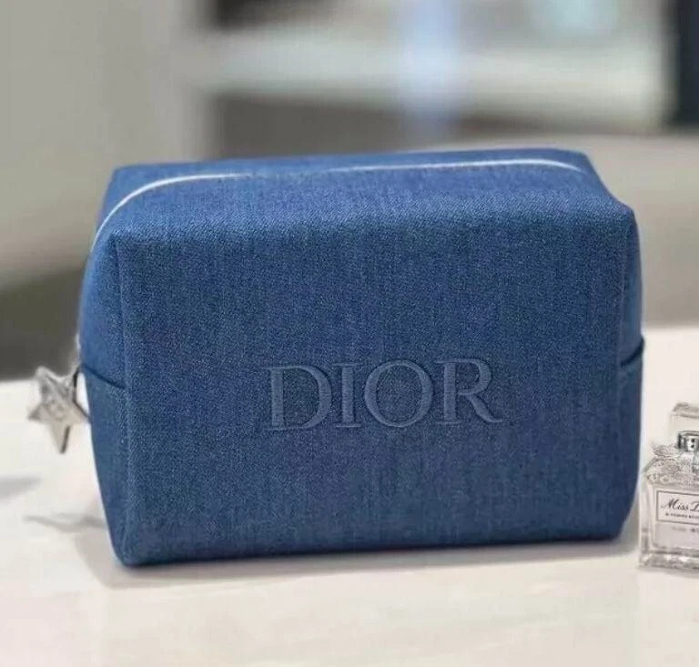Parfums Christian Dior Pochette Azur Argent Etoile CD 14,5x8x10cm Fermeture Éclair Nouveauté