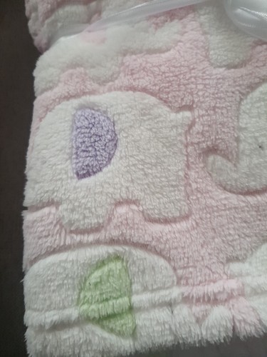 Cutie Pie HTF baby blanket 🐘 Elephants Pink Green blue 2015 NEW WITH HANGER - Picture 2 of 5