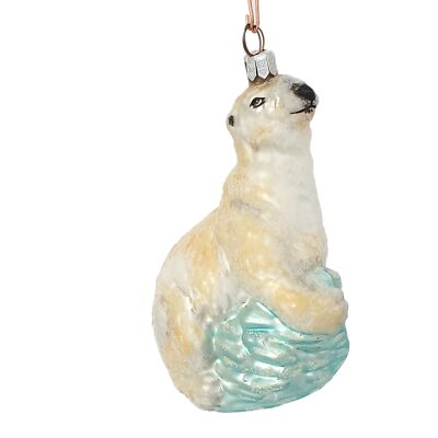 Slavic Treasures Polar Bear On Iceberg Slavic Treasures Glass Ornament 2001 EUC