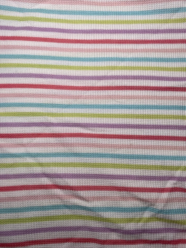 Gerber Stripe Baby Blanket Pink Blue Green Purple Thermal Waffle Weave Lovey - Image 3 of 4