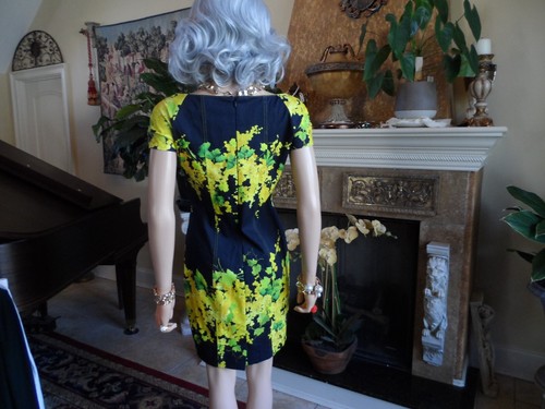 Blumarine Black w/Yellow Floral Print A Line Sheath Dress Size IT 44- US 8 - Picture 17 of 22