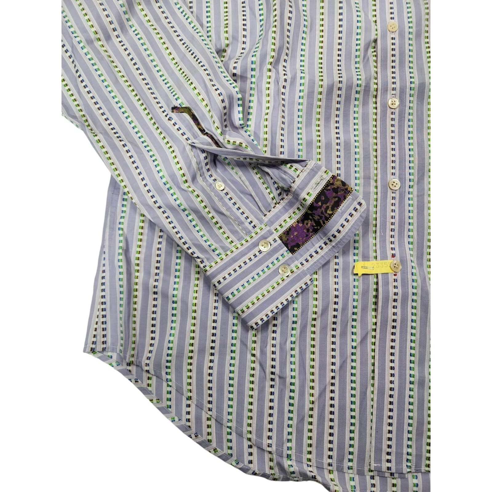 Robert Graham Mens L Large Tailored Fit Striped Button Front Dress Shirt - product detail image 3