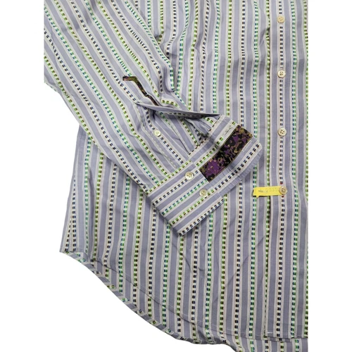 Robert Graham Mens L Large Tailored Fit Striped Button Front Dress Shirt image 3