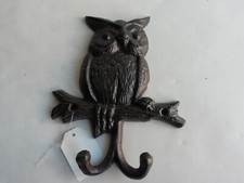 Gusseisen Haken Wandhaken Eule Deko Kleiderhaken shabby Garderobenhaken doppel