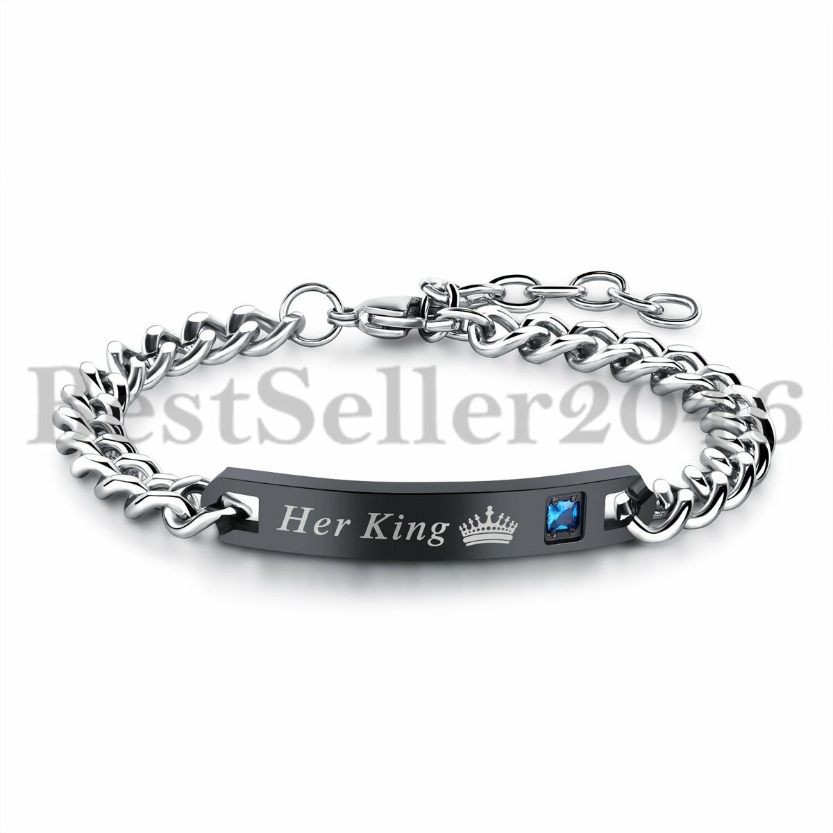 Promise Bracelets For Couples Letters Her King His Queen Stainless