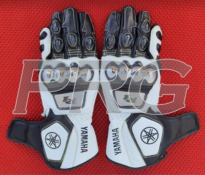 ''Yamaha Racing Leather Gloves - Motorcycle Race Gauntlets''