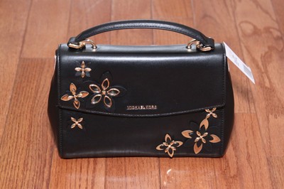 NWT Michael Kors Ava Flowers Small Leather Satchel Handbag Purse