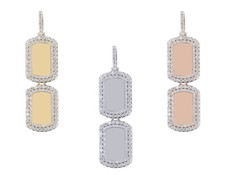 Double Dog-Tag 31 2/5 CT Real Diamond Pear-Marquise 3D Pendant 5.2