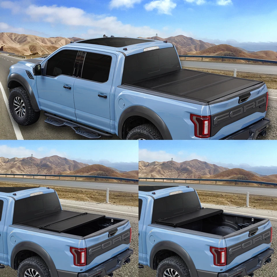 FRP Low Profile Tonneau Cover For 2015-2025 Ford F-150 5.5FT Bed Hard Tri-Fold Foto 3 de 4