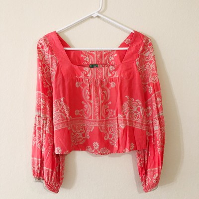 neon pink square neck crop