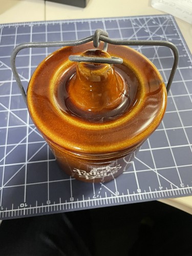 Coperchio morsetto manico cauzione vintage festa del papà 1985 gres marrone formaggio crock filo - Foto 3 di 5