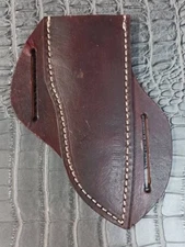 Brown Open Top 45 Degree Belt Loop Stitch Border Fix Blade Knife Leather Sheath
