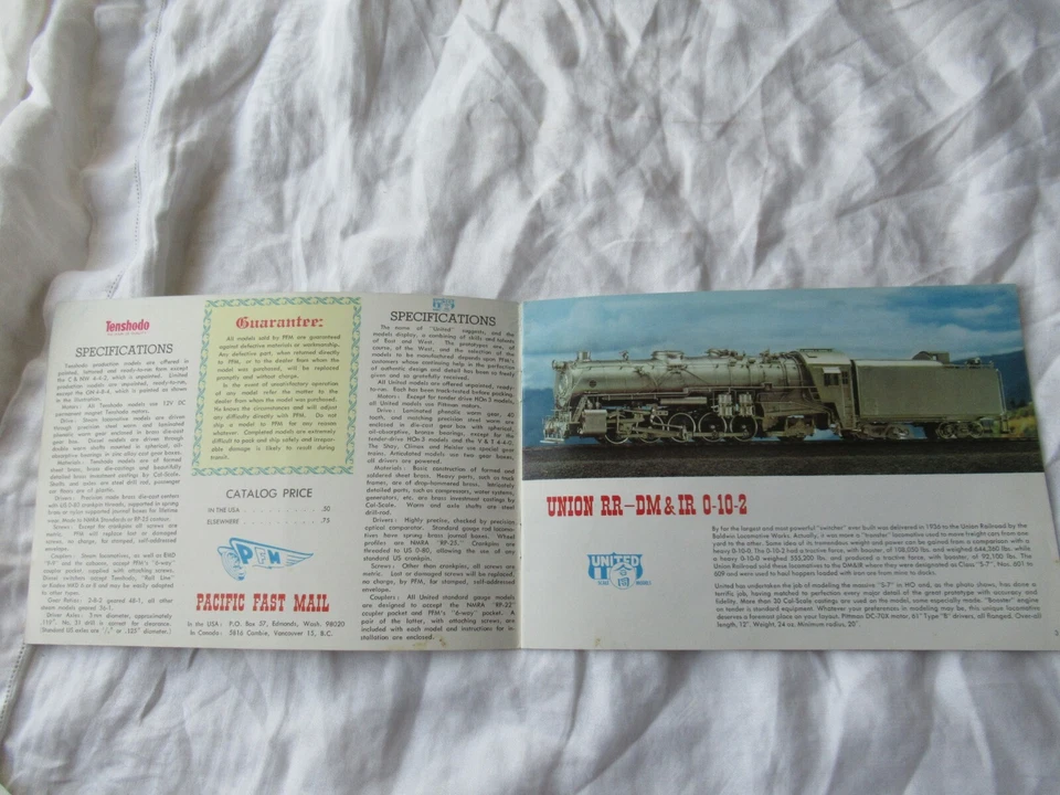 1965 Pacific train fast mail catalog brochure Santa Fe Sierra price list - Image 2 of 4