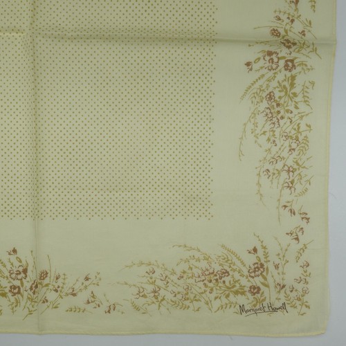 Margaret Howell Light Yellow Floral Handkerchief Polka Dot Cotton Scarf 19"x18" - Picture 4 of 11