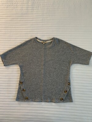 Lavish Brand Women s Sweater, Size L, Short Batwing Sleeves, Gray, Round Neck