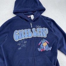 vtg EEYORE CHILLIN  FLEECE FULL ZIP HOODED SWEATSHIRT winnie the pooh disney XL