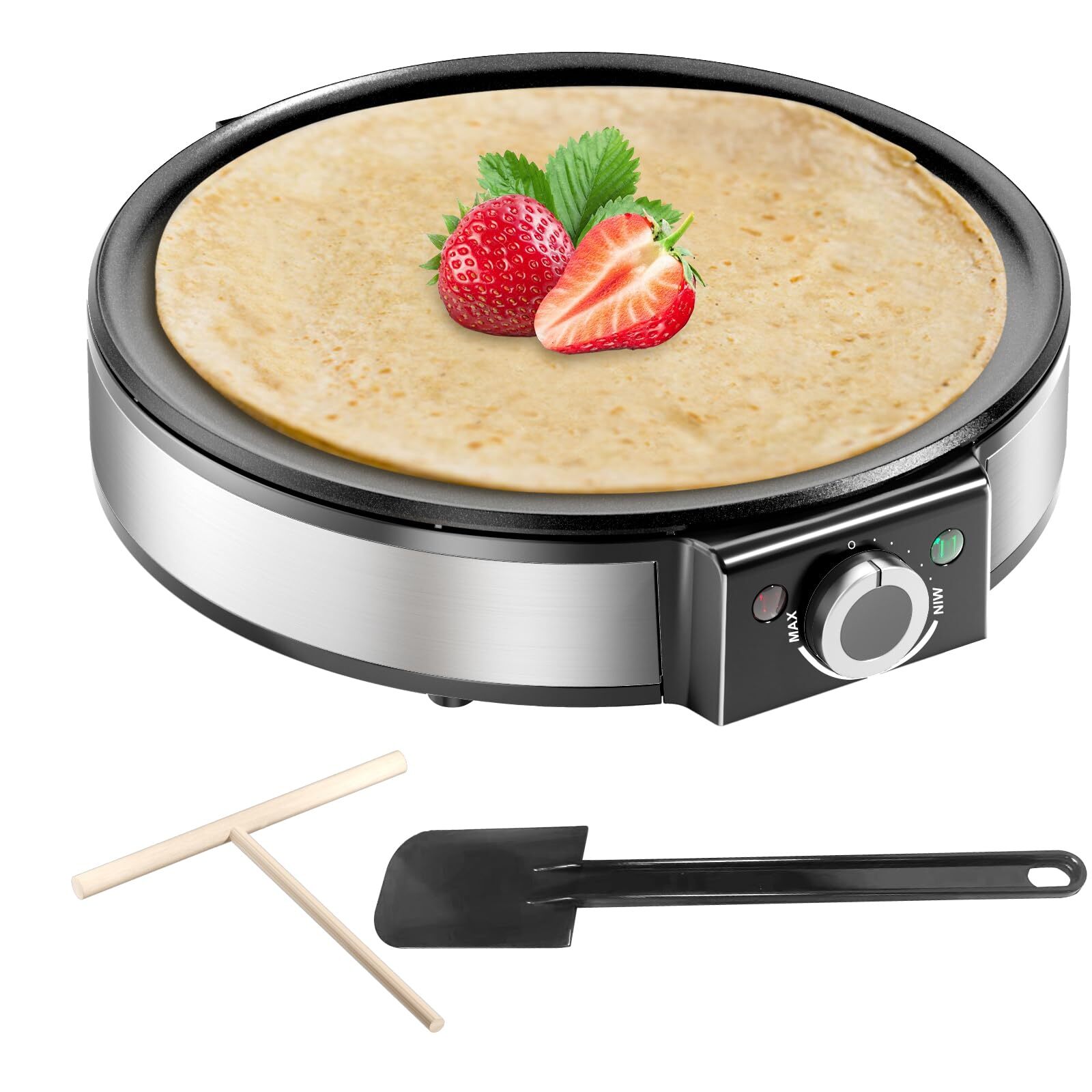 SNAILAR Crepiera elettrica, 1200 W Macchina per Crepe Elettrico, Pancake Maker C