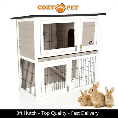 Rabbit Hutch 3ft by Cozy Pet Grey Guinea Pig Hutches Run Ferret Runs RH03GR