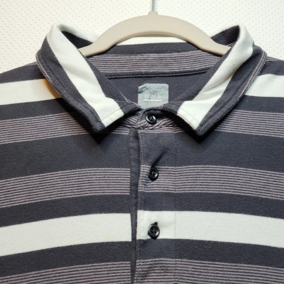 Camisa Polo Saks Fifth Avenue Para Hombres Extra Grande Negra Gris Rayas Etiqueta Negra Foto 2 de 4