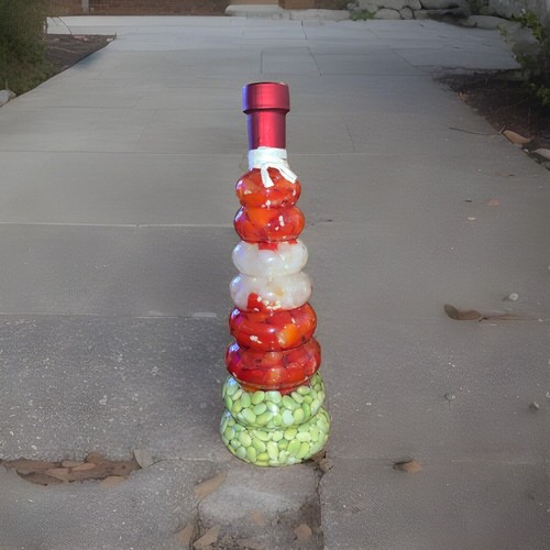 Oil Vinegar Infused Decorative Kitchen Glass Bottle 11” Beans Peppers