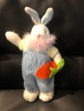 Boy 14" SPARKLE Bunny Rabbit soft   Figurine With  feather accents w/carrot new