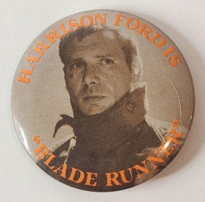 Blade Runner Harrison Ford Pin Button Vintage 1982 Promotional Advertising