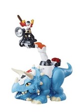 Chomp Squad Playskool Doc Tops and Sam Scrubs Triceratops Dinosaur Toy