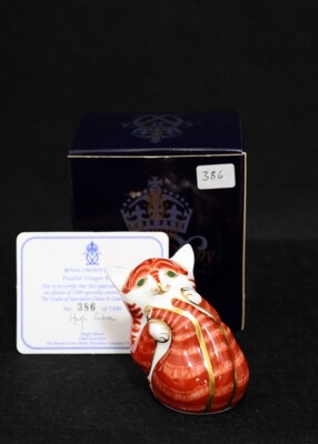 Royal Crown Derby ''Playful Ginger Kitten'' Briefbeschwerer Box & Zertifikat Ltd.Ed Gold 386