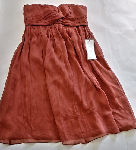 NWT Womens Crossover Strapless Dark Orange Dress J.Crew Size 2 - Picture 3 of 11