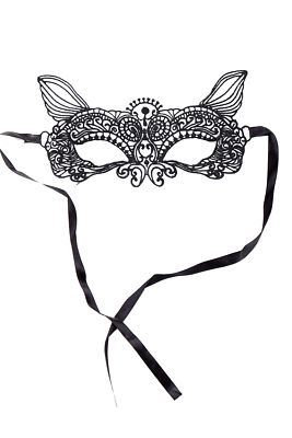 Maske Halbmaske Kätzchen Venedig Vampir Elfe Schwarz Spitze Maskenball AE015A