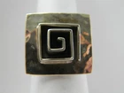 Vintage Taxco Mexico 925 Sterling Silver Hammered Adjustable Square Snail Ring