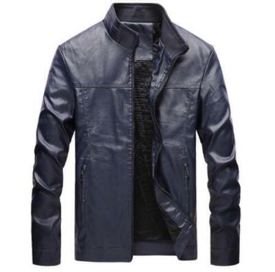 Chic Mens Faux Leather Short Jacket Casual Party Punk Stand Collar