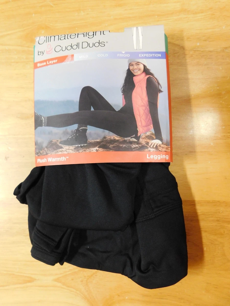 Cuddl Duds ClimateRight Plush Warmth Underwear Leggings-Black-XL-NWT