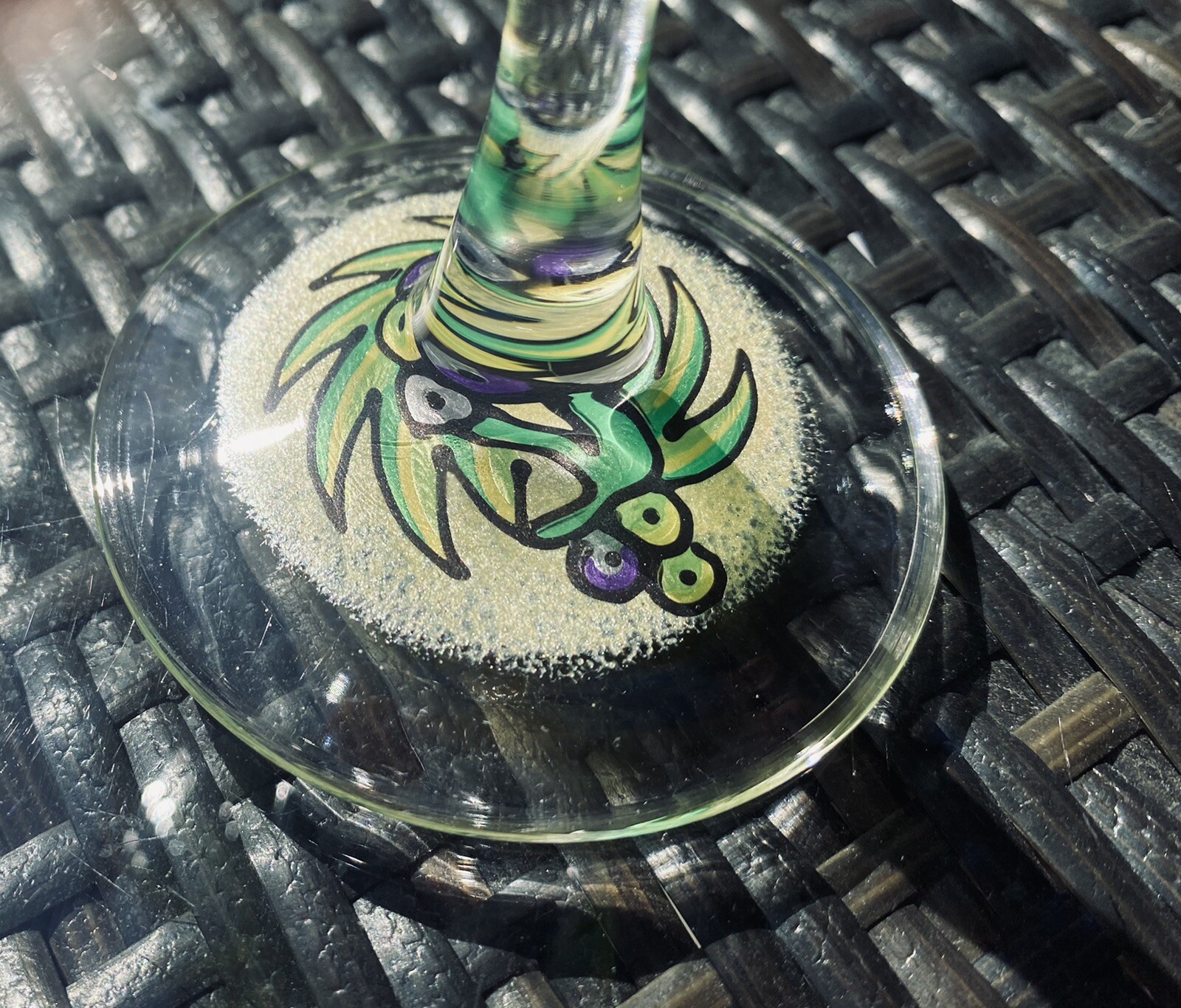 Smithereens Hand Painted Vintage Signed Margarita Glass New With Tags Holds 8 oz