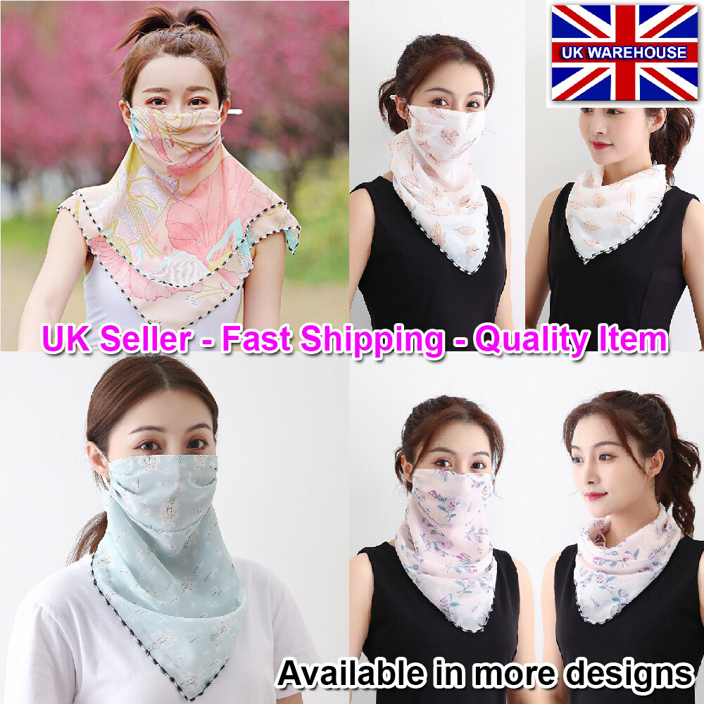 WOMEN'S SCARF FACE MASK SHIELD PROTECTIVE BANDANA CHIFFON MOUTH COVER  SUNSCREEN