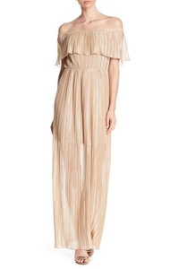 athena pleated maxi dress in gold