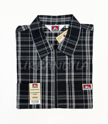 Ben Davis Men's Short Sleeve 1/2 Zip Shirt Plaid Stripe Solid