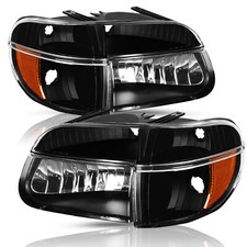 For 95-01 Ford Explorermountaineer Black Amber Corner Headlights Pair Lhrh For 95-01 Ford Explorermountaineer Black Amber Corner Headlights Pair Lhrh