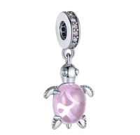 Charm AnhäNger FüR Armband SchildkröTe Pink Silber Zirkonia Geschenkidee