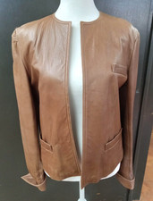 Medium Brown Rafael Genuine Leather Women's Jacket Size 8
