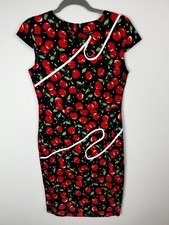NWT ACEVOG Women's Med Pin Up Dress 50's Style Cherry Print Black Red dress