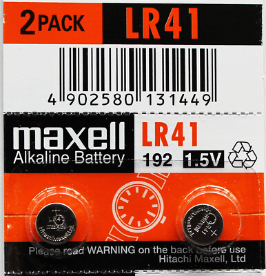 12PC Maxell Batteries LR41 Alkaline Cell Button Size Battery 1.5V Tear Strip