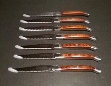 Trudeau Laguiole 7 Steak Knives With Wood Handles Stainless