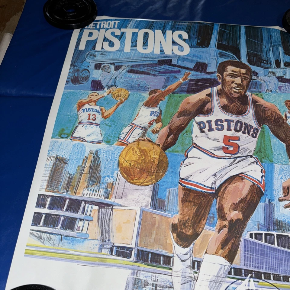 Vintage Retro Rare Detroit Pistons Basketball Poster 1970 23x29 - Image 2 of 4