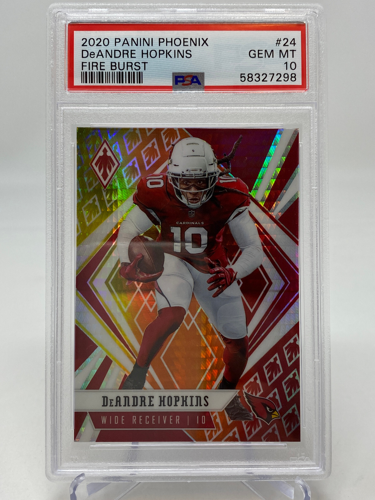 2020 Panini Phoenix #24 DeAndre Hopkins Fire Burst PSA 10 view 9
