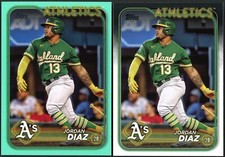 2024 Topps Series 2 Jordan Diaz #697 Aqua Border & Base - Oakland Athletics