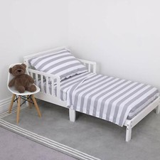 Nojo Grey And White Rugby Stripes 3 Piece Toddler Sheet Set
