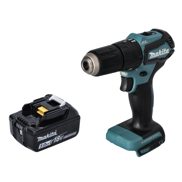 Makita Dhp 483 T1 Akku Schlagbohrschrauber 18 V 40 Nm + 1X Akku 5,0 Ah-image